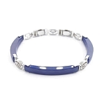 Браслет "Лили" из синей керамики покрытие светлый металл