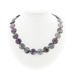 Флюорит 17мм плоские круглые гранёные, бусы длиной 45см