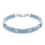 Браслет "Лилу" из голубой керамики с Александритом покрытие светлый металл