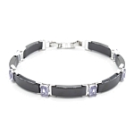 Браслет "Лилу" из черной керамики с Александритом покрытие светлый металл