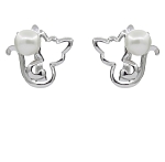 Серьги жемчуг белый 7мм "Жемчужинка-кошечка" 