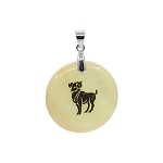 Кулон перламутр белый круглый "Овен"