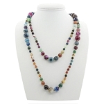 Бусы агат разноцветные 6..14мм, бусы "Равновесие", длина бус 150см