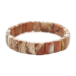 Яшма красно-бежевая браслет "Квадро" 19см