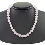 Бусы розовый кварц, круглые 10мм, короткие 46см