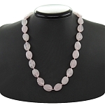 Бусы кварц розовый, плоские витые овальные 13х18мм, короткие 50см