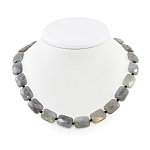 Бусы лабрадор(Мадагаскар), плоские прямоугольные бусинки 16х20мм, короткие 46см