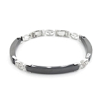 Браслет "Лили" из черной керамики покрытие светлый металл