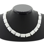 Перламутр белый, плоские прямоугольные 13х18мм, бусы длиной 45см