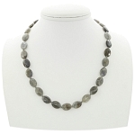 Лабрадор  (Мадагаскар), граненые овальные бусины 10х14мм, бусы "Притяжение", длина 47см.