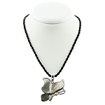 Кулон перламутр "Бабочка" бежевый, витой шнурок