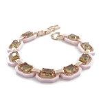 Браслет "Октагон" из розовой керамики с Султанитом покрытие под золото, длина 18см