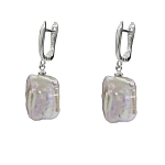 Серьги "Барокко" с розовым жемчугом и серебряной швензой