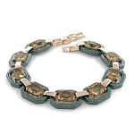 Браслет "Октагон" из зеленой керамики с Султанитом покрытие под золото, длина 18см