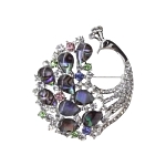 Брошь "Сказочная птица" со вставками из гелиотиса и ювелирного сплава