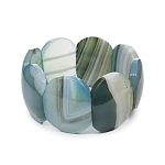 Аагат серо-голубой, браслет "Эшли", ширина 38мм