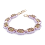 Браслет "Октагон" из фиолетовой керамики с Султанитом покрытие под золото, длина 18см