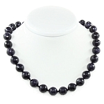 Бусы авантюрин синий, круглые граненые 14мм, короткие 50см