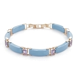 Браслет "Лилу" из голубой керамики с Александритом покрытие под золото