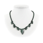 Колье малахит (Заир), круглые бусины 4,5мм,  плоские бусины 19...30мм, длина 45см