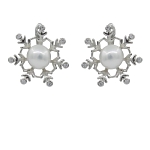 Серьги жемчуг белый 7мм "Жемчужинка-снежинка" 