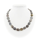 Агат бразильский плоский овал 13х17мм, длина бус 47см 